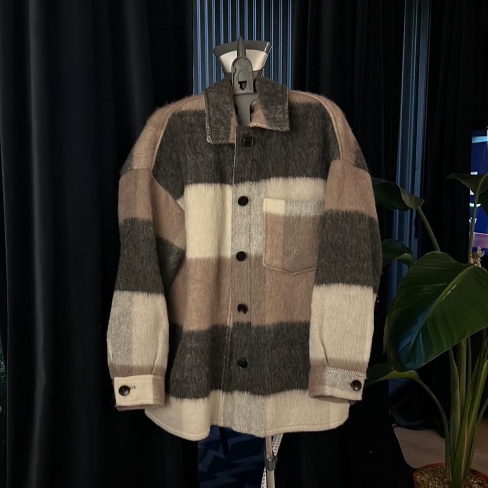 Zara Fringed Plaid Overshirt